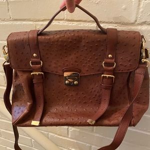 Cynthia Rowley Brown Ostrich Messenger Bag
